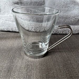 1 Vitrosax Italy Clear Glass Coffee Cappuccino Mug with Metal‎ Handle